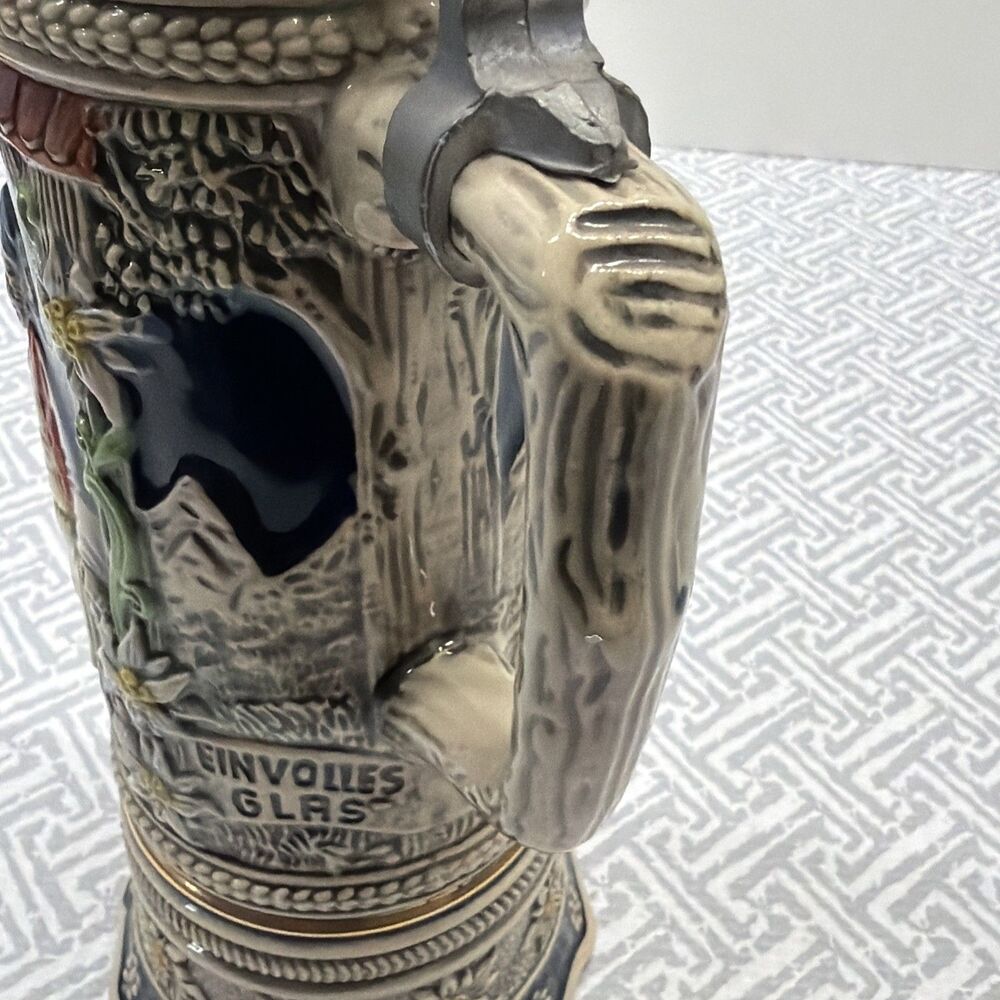 Vtg Gerz German Beer Stein 11.5" 1L Mapsa Swiss Music Box Trink Trink Pewter EUC - Picture 11 of 15
